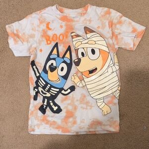 Kids Halloween Bluey Short Sleeve Tee - Orange & White
